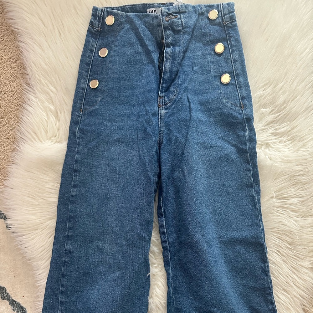 Zara Blue Culotte Flare Wide Leg Jeans